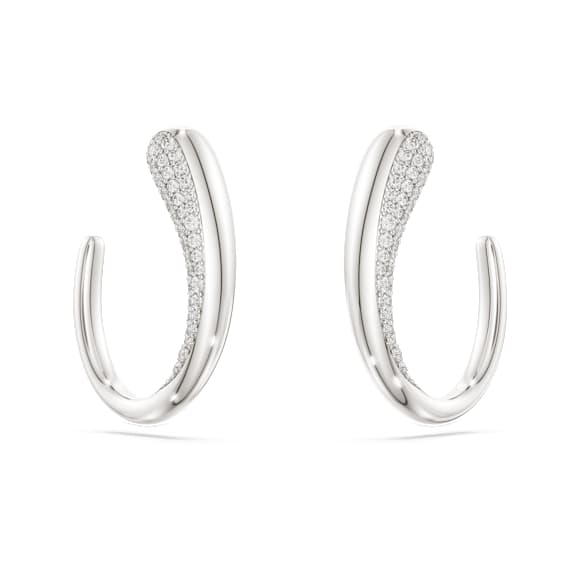 Anneaux d'oreilles Swarovski Classica, Taille ronde, Blanches, Argent sterling - Swarovski, 5740456