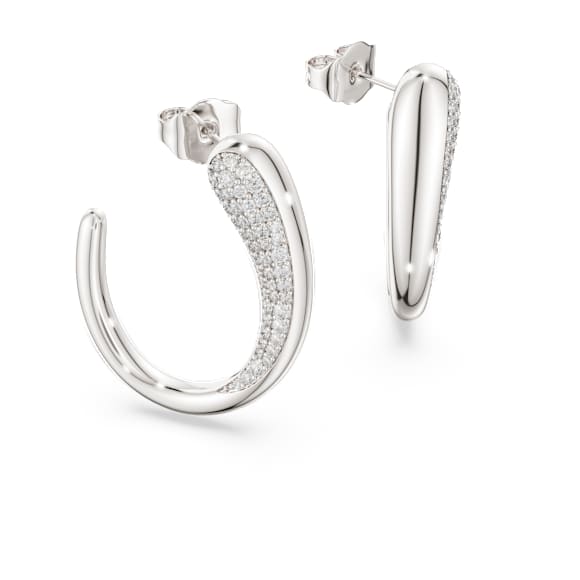 Swarovski Classica Kreolen, Rundschliff, Weiß, Sterlingsilber - Swarovski, 5740456