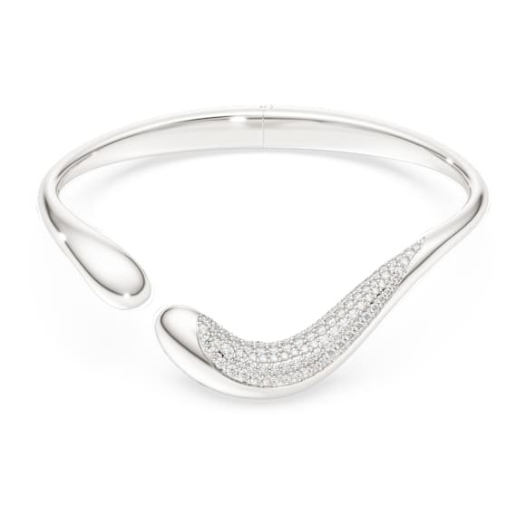 Obročasta zapestnica Swarovski Classica, Odprto, Okrogli rez, Bela, Sterling srebro - Swarovski, 5740462