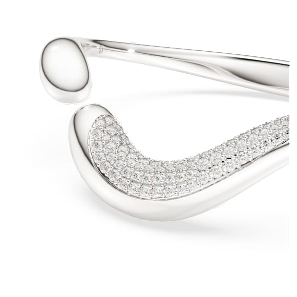 Bransoletka typu bangle Swarovski Classica, Otwarta, Szlif okrągły, Biała, Srebro próby 925 - Swarovski, 5740462