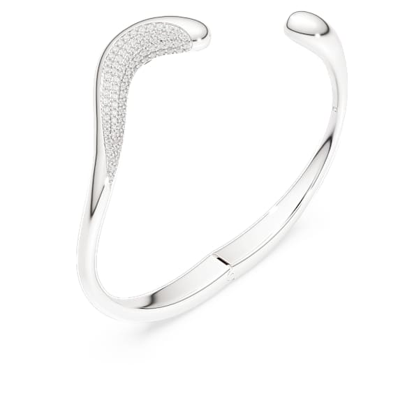 Obročasta zapestnica Swarovski Classica, Odprto, Okrogli rez, Bela, Sterling srebro - Swarovski, 5740462