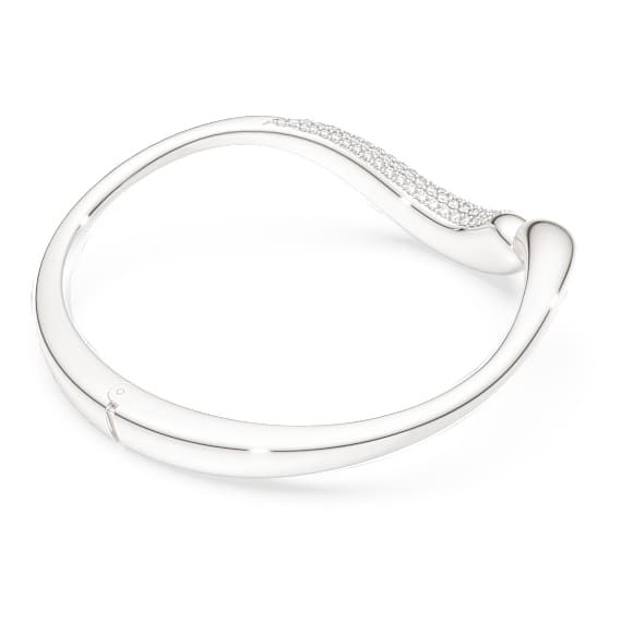 Bransoletka typu bangle Swarovski Classica, Otwarta, Szlif okrągły, Biała, Srebro próby 925 - Swarovski, 5740462