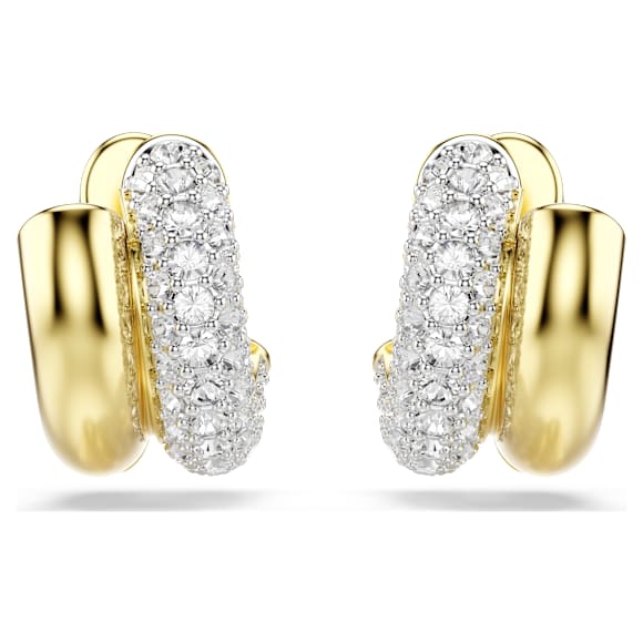 Dextera 大圈耳环, 圆形切割, 迷你, 白色, 镀金色调 - Swarovski, 5740735