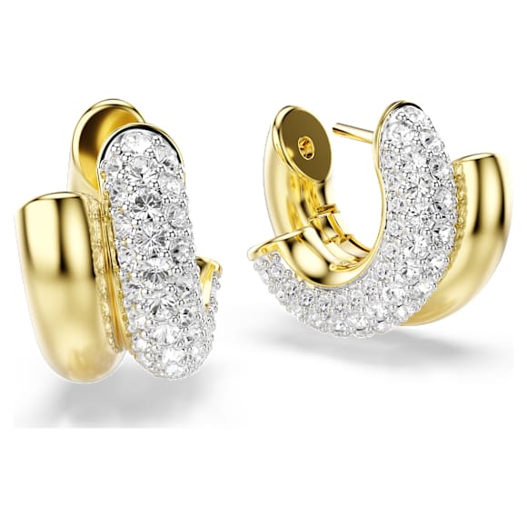 Obročasti uhani Dextera, Okrogli rez, Mini, Beli, V videzu 18-karatnega zlata - Swarovski, 5740735