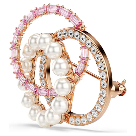 Connexus brooch, Crystal pearl, Mixed cuts, Pink, Rose gold-tone plated - Swarovski, 5741330