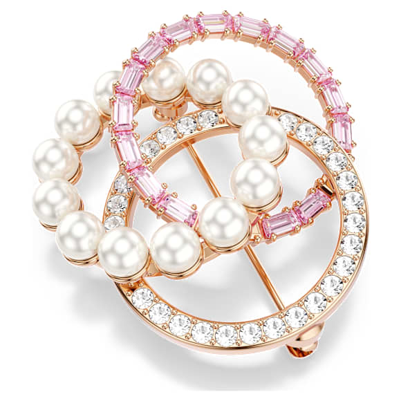 Connexus brooch, Crystal pearl, Mixed cuts, Pink, Rose gold-tone plated - Swarovski, 5741330