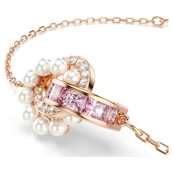 Connexus 手链, 仿水晶珍珠, 混合切割, 粉红色, 镀玫瑰金色调 - Swarovski, 5741336