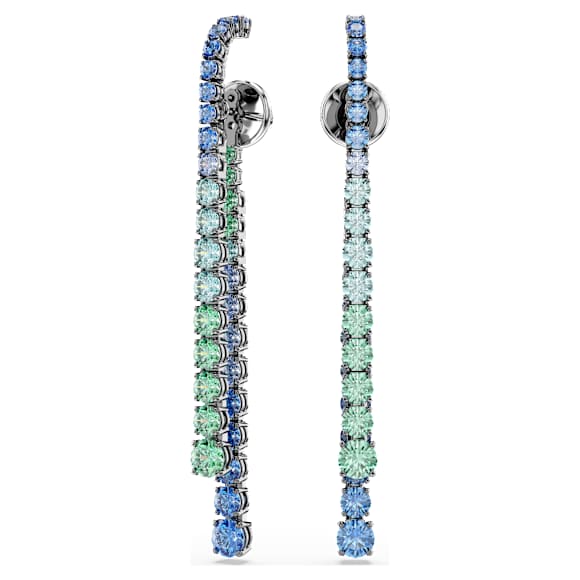 Brincos compridos Matrix, Degradé de lapidações redondas, Multicor, Lacado a ruténio - Swarovski, 5741390