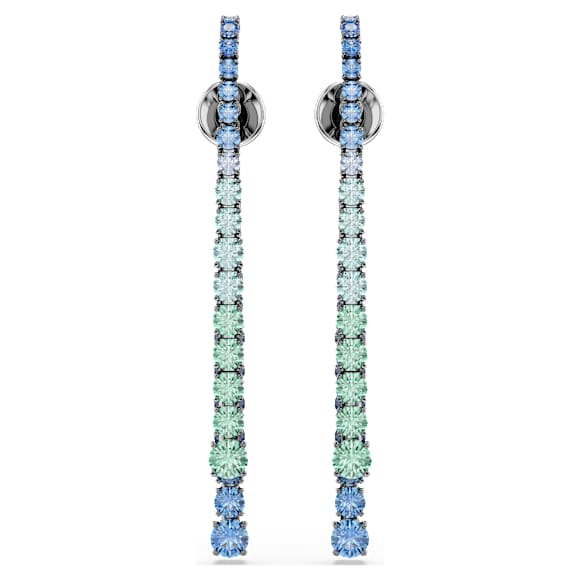 Brincos compridos Matrix, Degradé de lapidações redondas, Multicor, Lacado a ruténio - Swarovski, 5741390