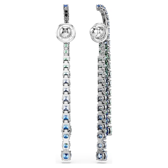 Brincos compridos Matrix, Degradé de lapidações redondas, Multicor, Lacado a ruténio - Swarovski, 5741390