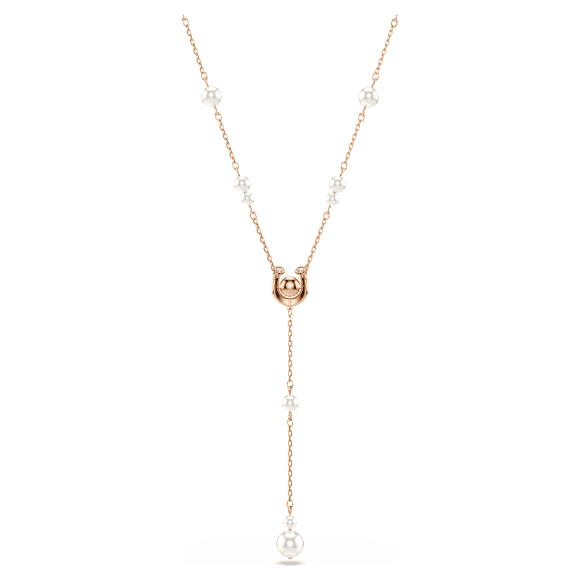 Symbolica y necklace, Crystal pearl, Pavé, Horse shoe, White, 18K rose gold finish - Swarovski, 5741463
