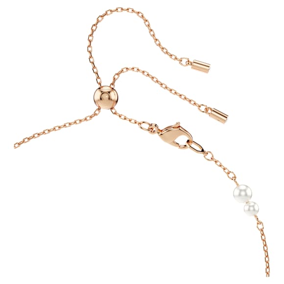 Symbolica Y necklace, Crystal pearl, Pavé, Horse shoe, White, Rose gold-tone plated - Swarovski, 5741463