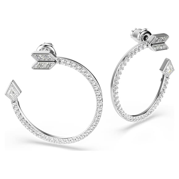 Idyllia フープピアス, ミックスカット, 矢, ホワイト, ロジウム