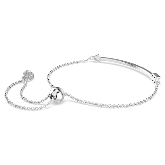 Idyllia bracelet, Mixed cuts, Arrow, White, Rhodium plated - Swarovski, 5741523