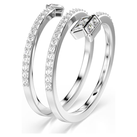 Idyllia ring met motief, Verschillende slijpvormen, Pijl, Wit, Rodium toplaag - Swarovski, 5741526