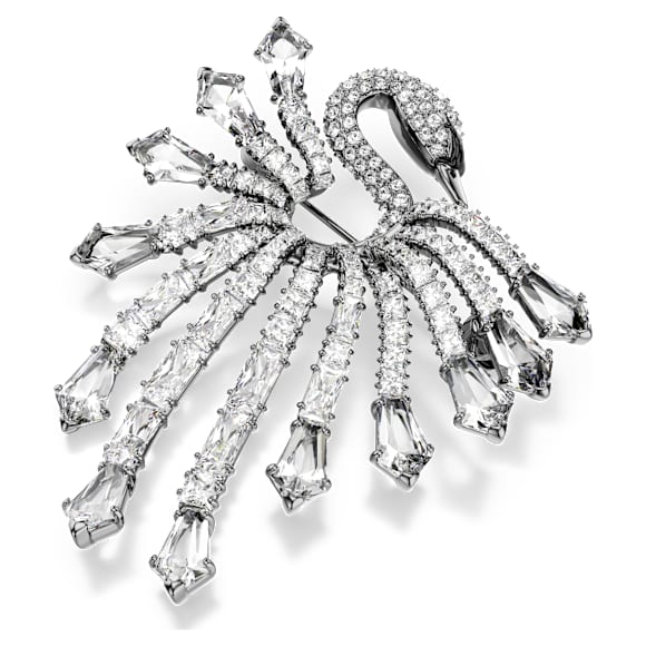 Broche Cygne Métal Doré Avec Plume Blanche - Bijou Fantaisie élégant, Neuf