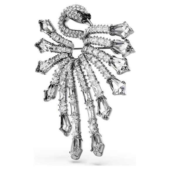 The Vienna Collection 胸针, 天鹅, 白色, 镀钌 - Swarovski, 5741557