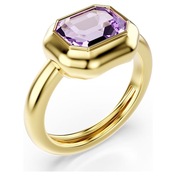 Inel cu motiv Gema, Set (3), Multicolor, Finisaj din aur de 18k - Swarovski, 5741583