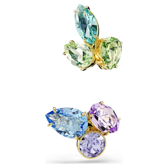 Gema ear cuffs, Asymmetrical design, Mixed cuts, Multicolored, 18K gold finish - Swarovski, 5741585