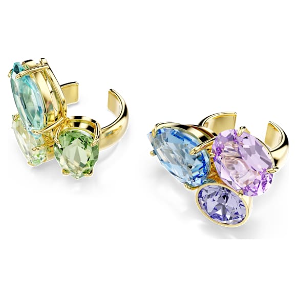 Gema ear cuffs, Asymmetrical design, Mixed cuts, Multicoloured, 18K gold finish - Swarovski, 5741585