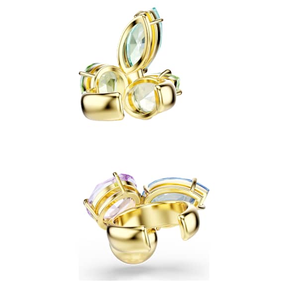 Gema ear cuffs, Asymmetrical design, Mixed cuts, Multicoloured, Gold-tone plated - Swarovski, 5741585