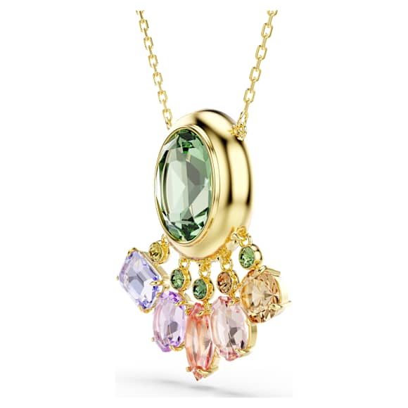 Pendente Gema, Taglio misto, Cristalli pendenti, Multicolore, Finitura oro 18K - Swarovski, 5741587
