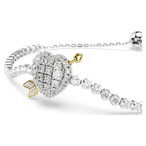 Idyllia Bileklik, Karışık kesimler, Oklu kalp, Beyaz, Rodyum kaplama - Swarovski, 5742022