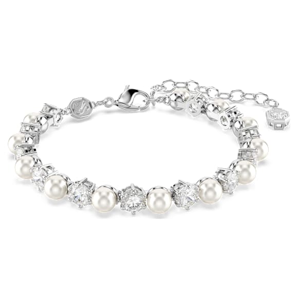 Set Matrix, Perlă de cristal,Tăietură rotundă, Alb, Placat cu rodiu - Swarovski, 5742040