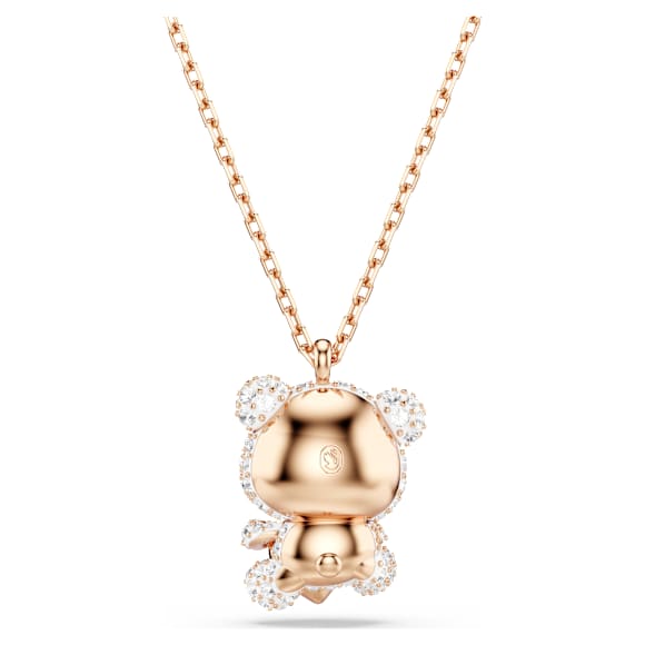 Idyllia 鏈墜, 混合式切割, 泰迪熊, 白色, 鍍金（玫瑰金色飾面） - Swarovski, 5742363