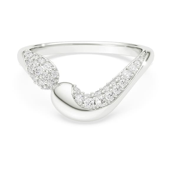Ανοιχτό δαχτυλίδι Swarovski Classica, Στρογγυλή κοπή, Λευκό, Ασήμι - Swarovski, 5742580