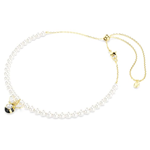 Gargantilha Idyllia, Crystal Pearl, Combinação de lapidações, Abelha, Branca, Lacado a dourado - Swarovski, 5742677