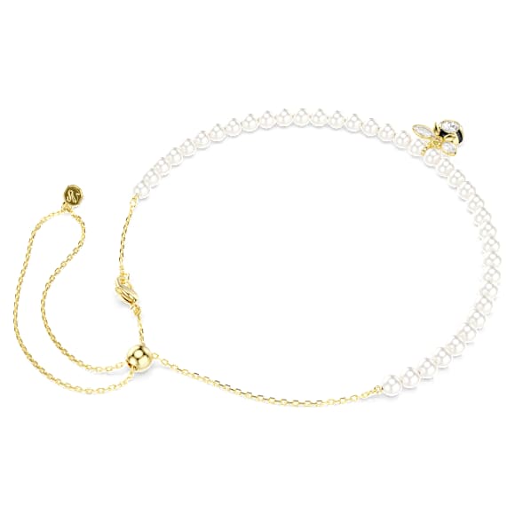 Naszyjnik typu choker Idyllia, Kryształowa Perła, Szlify różnorodne, Pszczoła, Biały, Wykończenie z 18-karatowego złota - Swarovski, 5742677