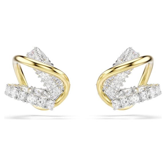 Hyperbola 扣式耳環, 混合式切割, 白色, 多種金屬潤飾 - Swarovski, 5742842