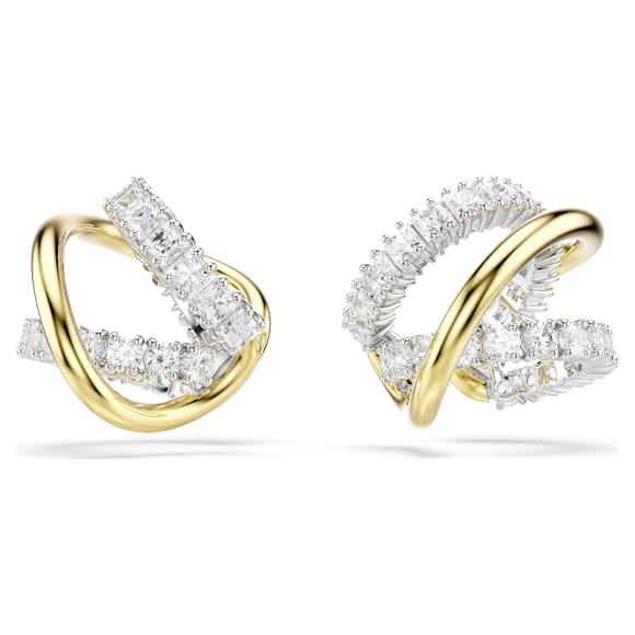 Ozdoby na ucho Hyperbola, Různé výbrusy, Bílé, Povrchová úprava použitím směsi kovů - Swarovski, 5742842