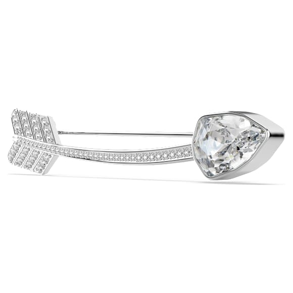 Brož Idyllia, Různé výbrusy, Šíp, Bílá, Pokoveno rhodiem - Swarovski, 5742952