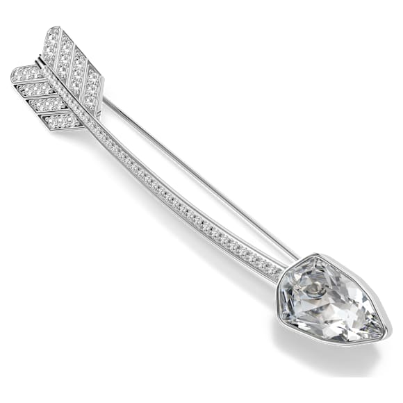 Idyllia ブローチ, ミックスカット, 矢, ホワイト, ロジウム・プレーティング - Swarovski, 5742952