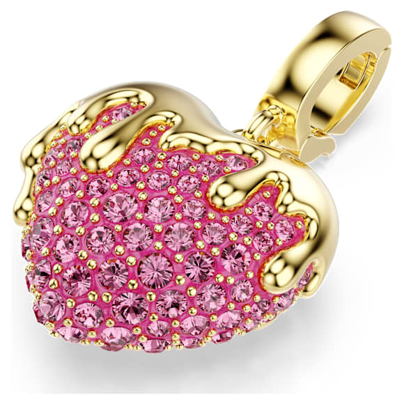 Charm Idyllia, Lapidação redonda, Coração, Rosa, Acabamento em ouro de 18 quilates - Swarovski, 5742953