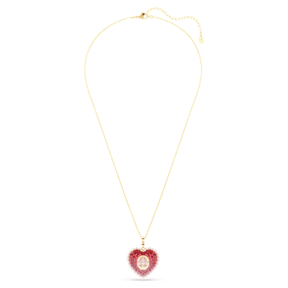 Idyllia pendant, Mixed cuts, Heart, Pink, Gold-tone plated - Swarovski, 5742958