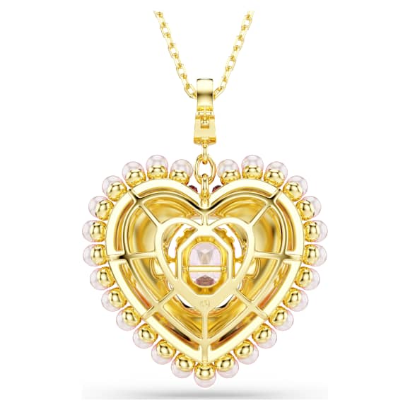 Idyllia 鏈墜, 混合式切割, 心形, 粉紅色, 鍍金（金色飾面） - Swarovski, 5742958