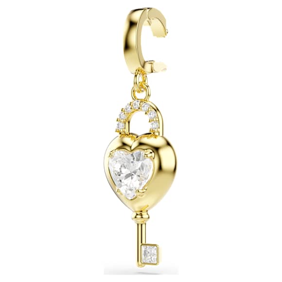 Talisman Idyllia, Tăieturi mixte, Inimă cu cheie, Alb, Finisaj din aur de 18k - Swarovski, 5742959