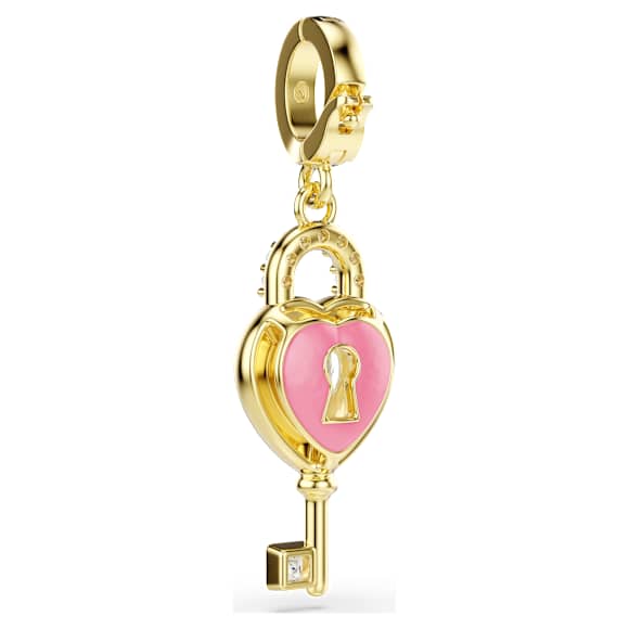 Idyllia Charm, Verschiedene Schliffe, Herz mit Schlüssel, Weiß, 18K Goldbeschichtet - Swarovski, 5742959
