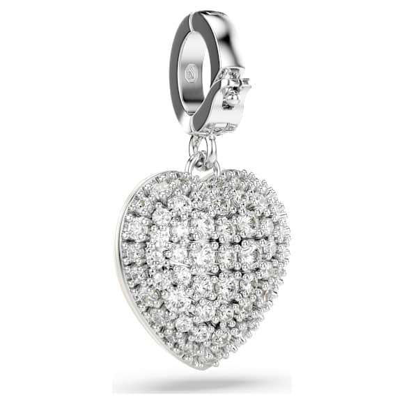 Charm Idyllia, Tailles variées, Revêtement couleur perle, Cœur, Blanc, Métal rhodié - Swarovski, 5742960