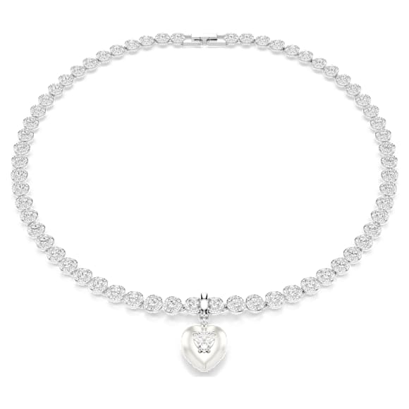 Charm Idyllia, Combinação de lapidações, Revestimento de cor pérola, Coração, Branco, Lacado a ródio - Swarovski, 5742960