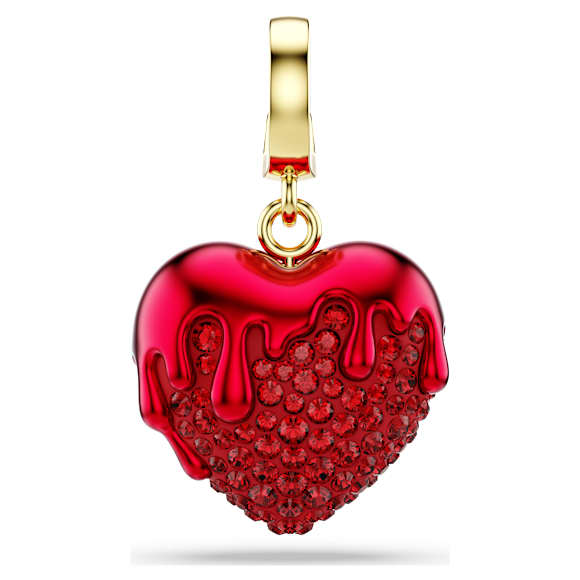 Idyllia charm, Round cut, Heart, Red, 18K gold finish - Swarovski, 5742994