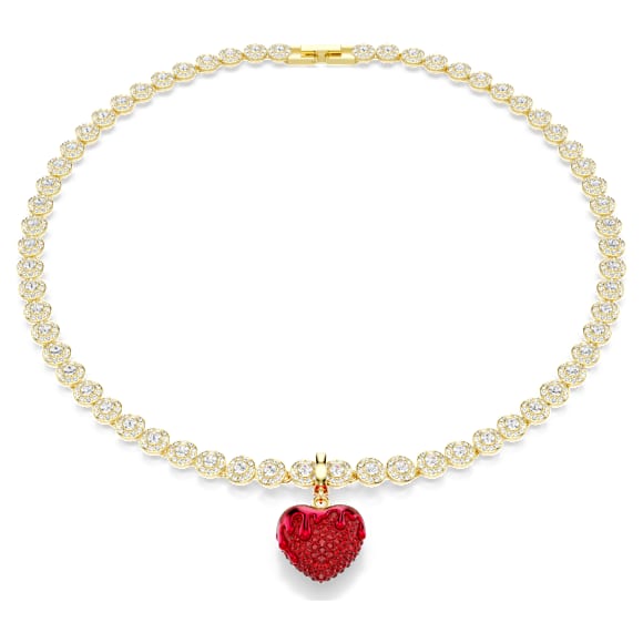 Idyllia charm, Round cut, Heart, Red, 18K gold finish - Swarovski, 5742994