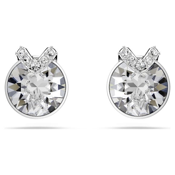 Bella V Ohrstecker, Rundschliff, Pavé, Weiß, Rhodiniert - Swarovski, 5743012