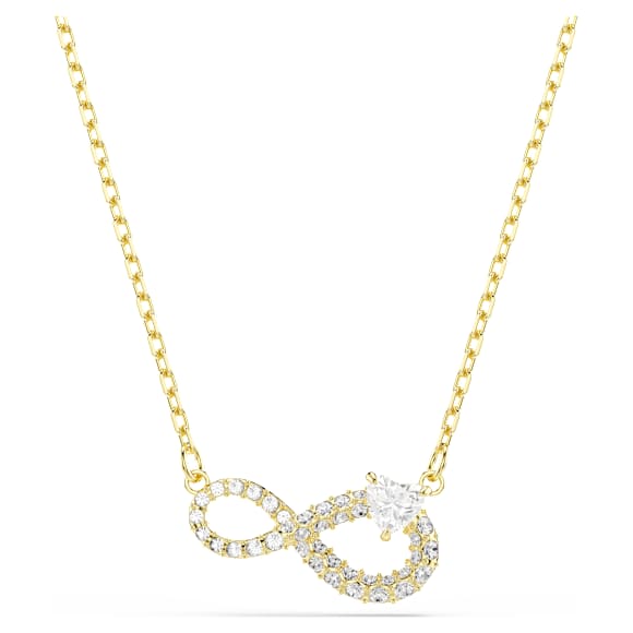 Colar Hyperbola, Lapidação Coração, Pavé, Infinity, Branco, Acabamento em ouro de 18 quilates - Swarovski, 5743013