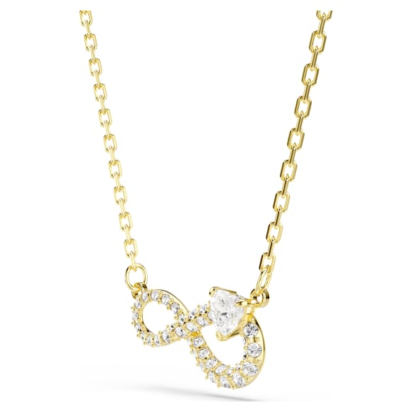 Naszyjnik Hyperbola, Szlif w kształcie serca, Oprawa brukowa, Nieskończoność, Biały, Wykończenie z 18-karatowego złota - Swarovski, 5743013