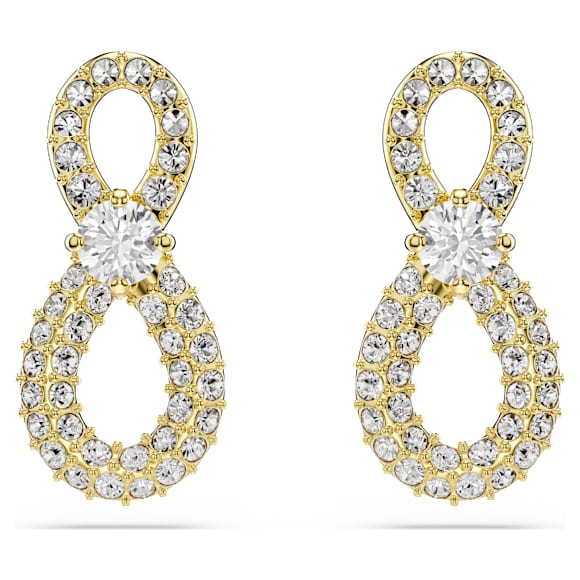 Hyperbola Oorknopjes, Ronde slijpvorm, Pavé, Infinity, Wit, Goudkleurige toplaag - Swarovski, 5743014