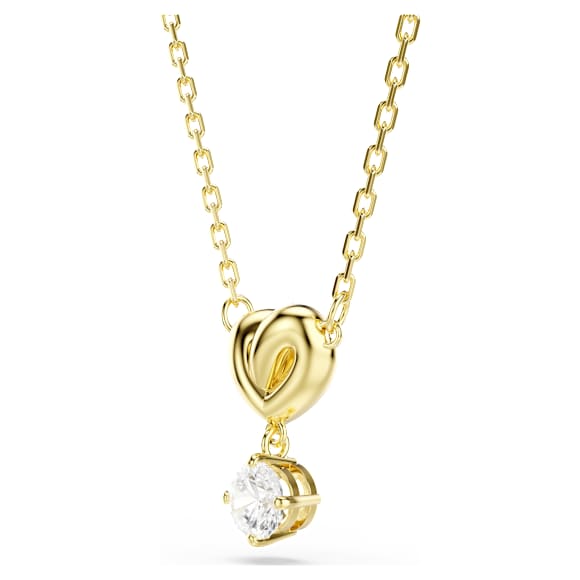 Lifelong จี้สร้อยคอ, เจียระไนทรงกลม, หัวใจ, ขาว, เคลือบโทนสีทอง - Swarovski, 5743016